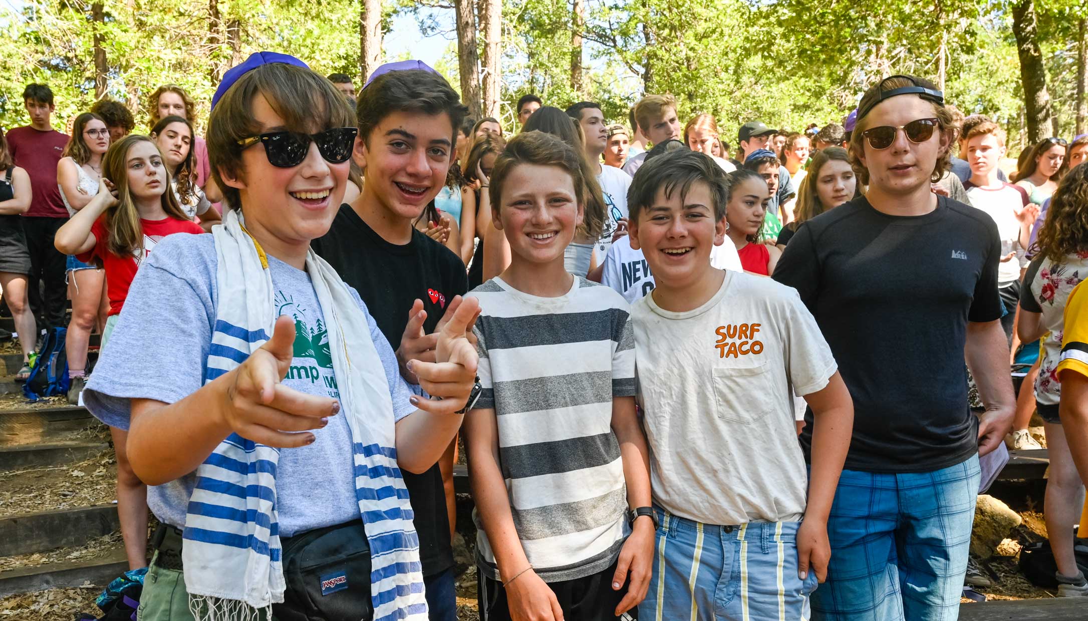 Jewish boys by camp circle