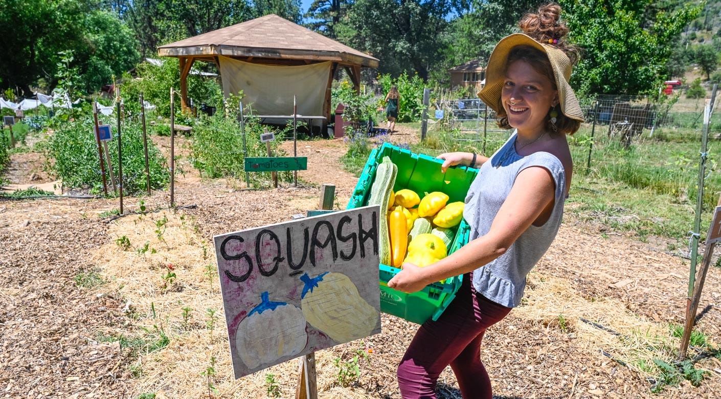 Woman holding veggies from garden