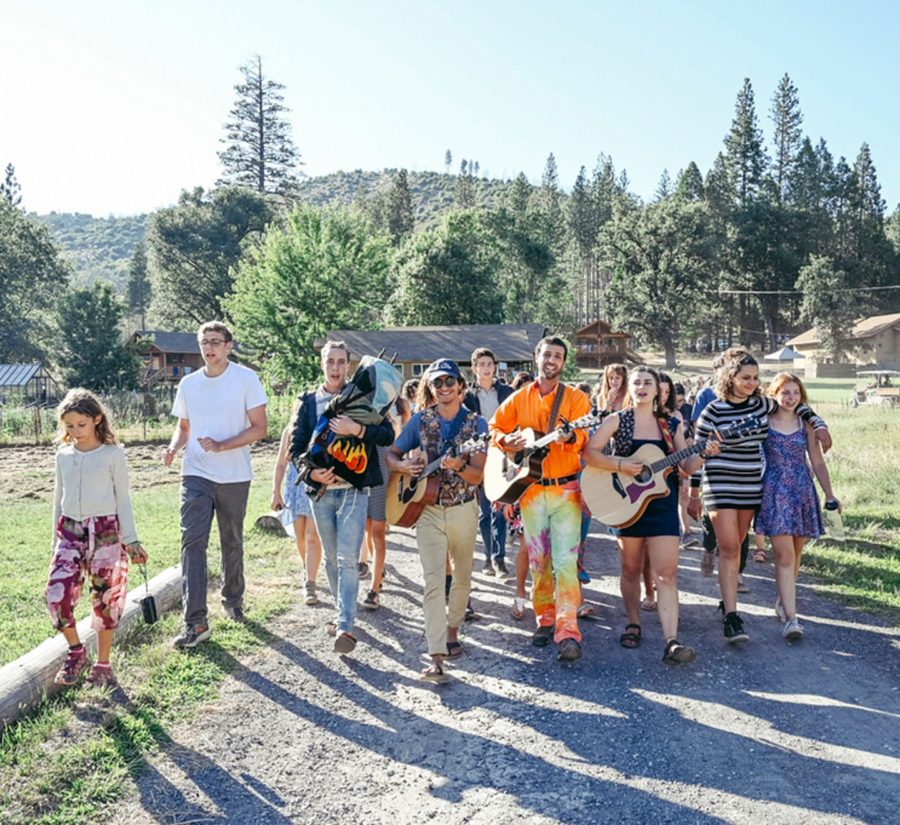 Walking and singing camp songs